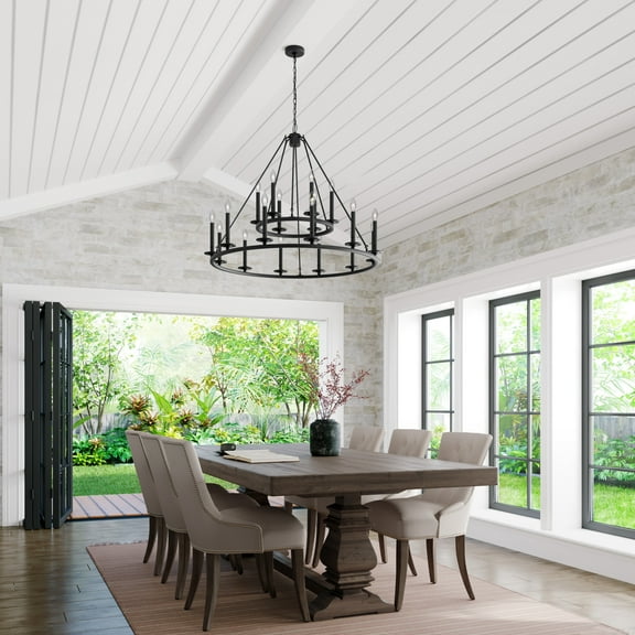 Millennium Lighting  Florence 6 Light Chandelier Ceiling Fixture in Matte Black 18 Light