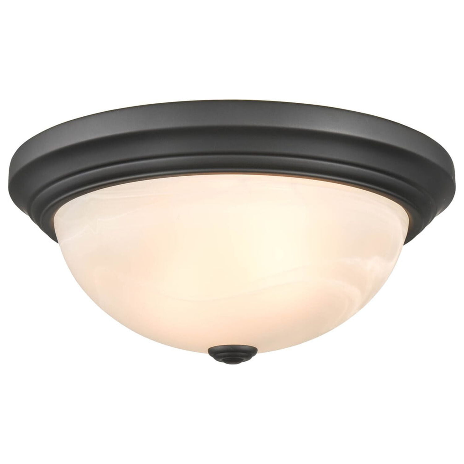 Matte Black Glass Bowl Flush Mount Ceiling Light - Indoor/Outdoor