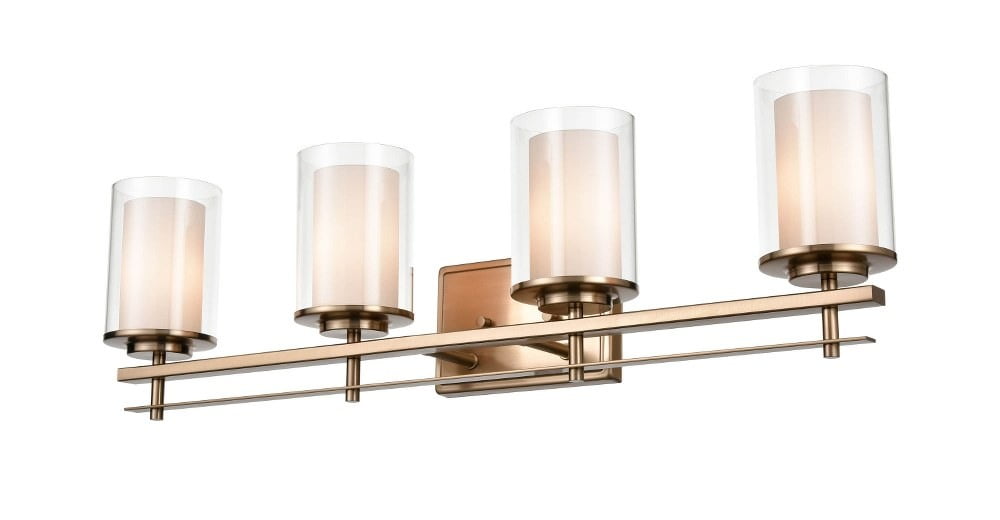 Modern Gold 4-Light Cylinder Shade Bathroom Vanity Light