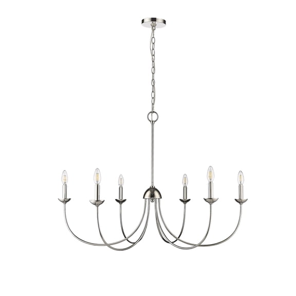 Millennium Lighting  Huxley 6/8 Chandelier Ceiling Light Polished Nickel - 6 Lights