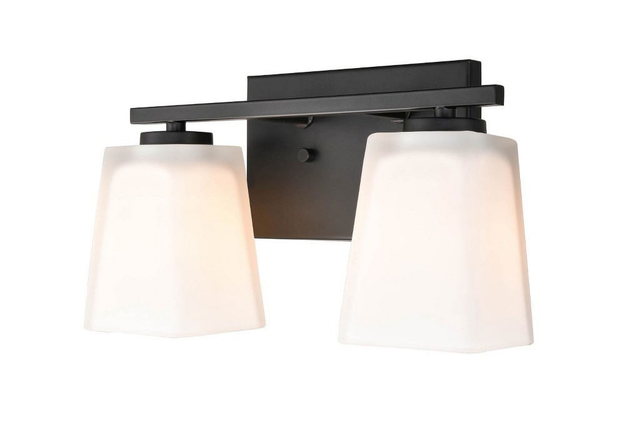 Matte Black 2-Light Vanity Fixture with Frosted Glass Shades