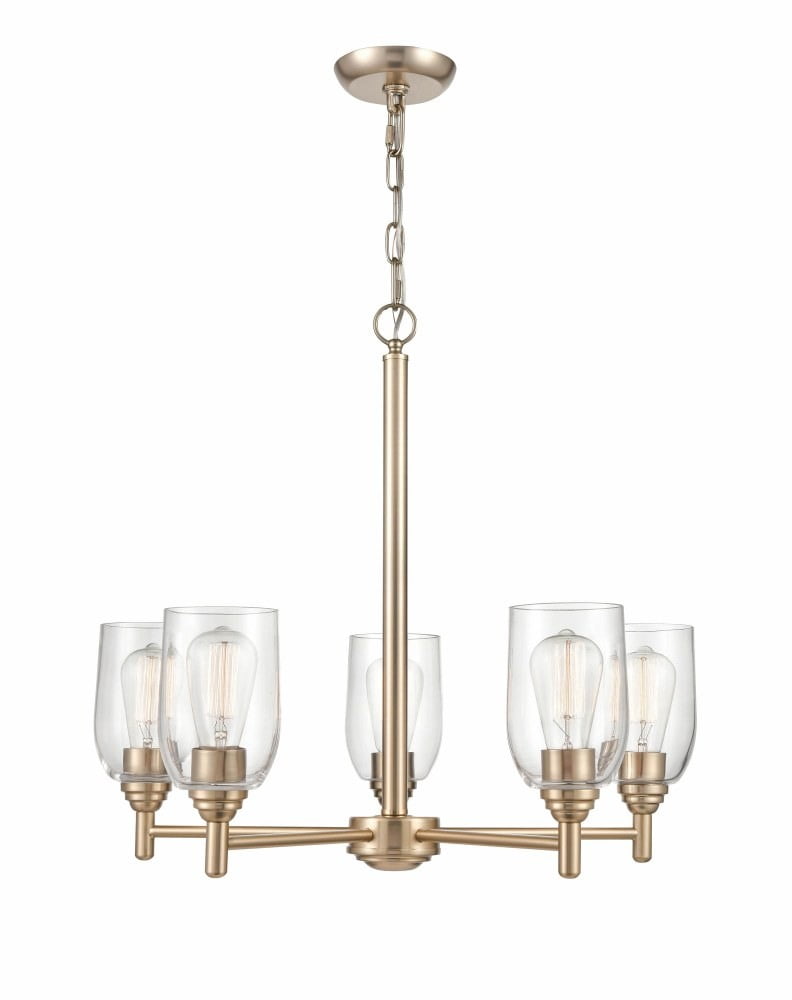 Arlett Modern Gold 5-Light Chandelier with Clear Glass Shades