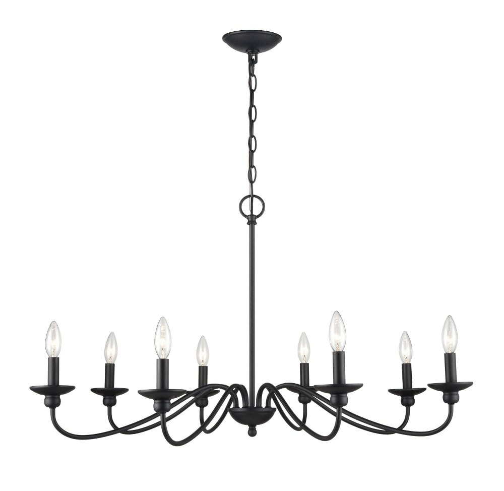 Delvona Matte Black 8-Light Candle Chandelier