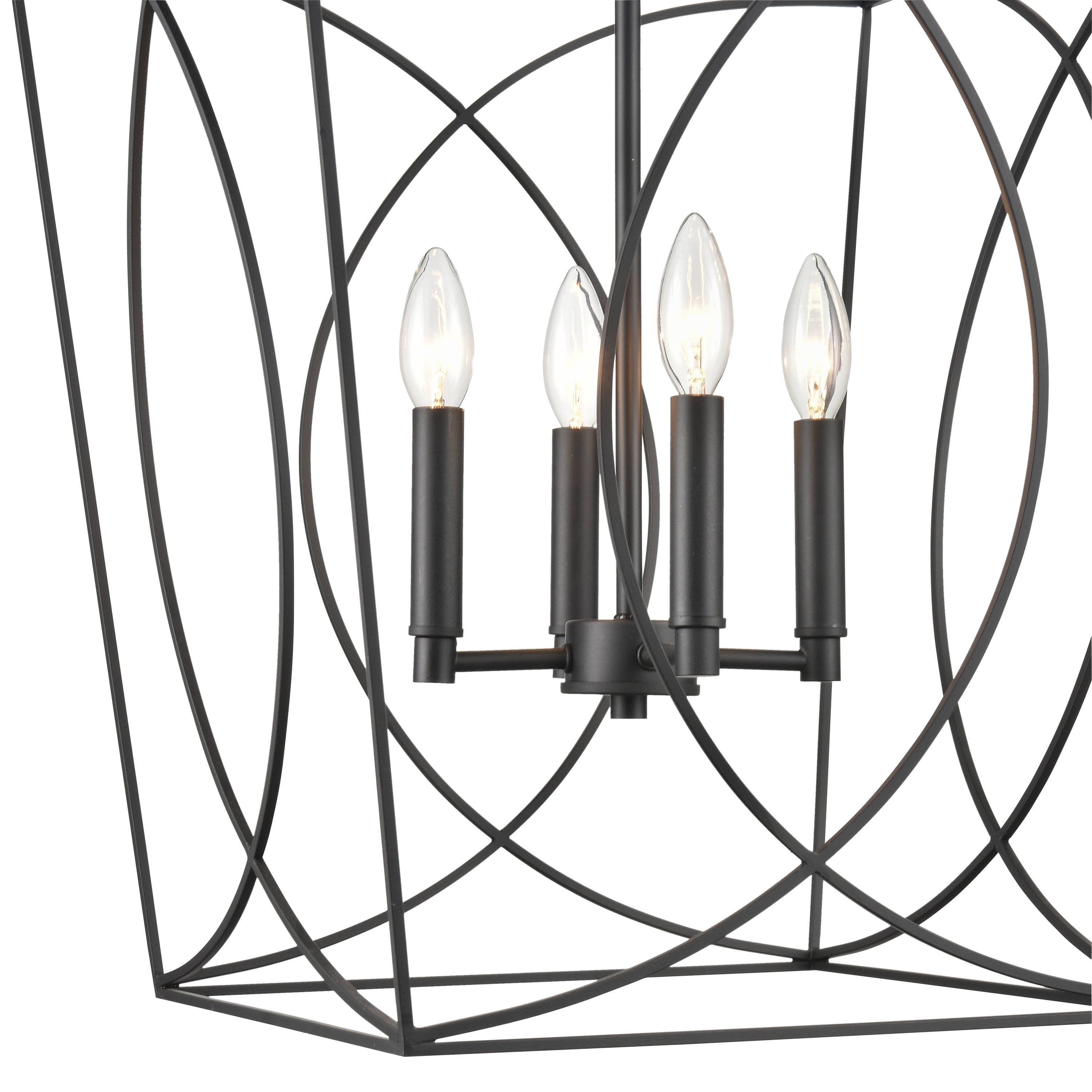 Tracy 18" Matte Black Contemporary Caged Pendant Light