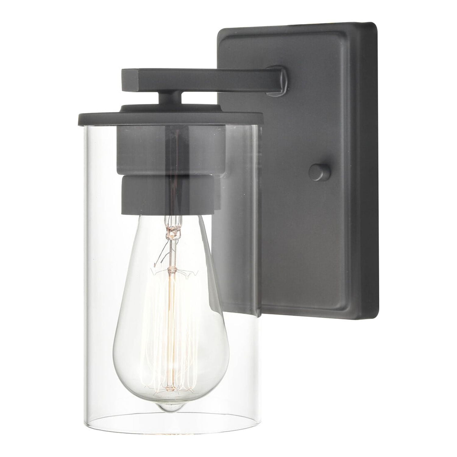 Matte Black Glass Cylinder Wall Sconce