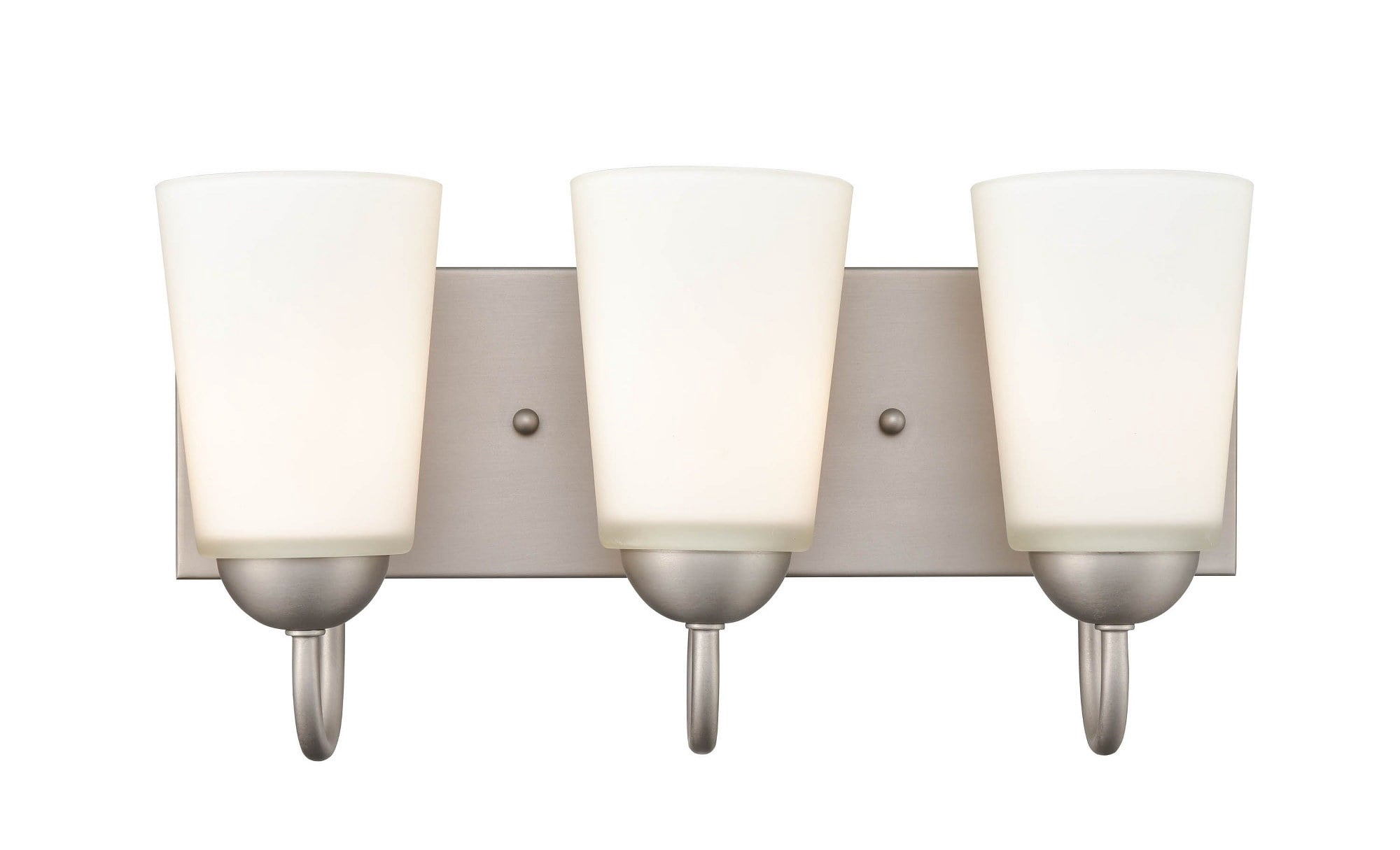 Millennium Lighting  Ivey Lake 3 Light Bathroom Vanity Fixture in Multiple Finishes with Frosted Glass Shades Satin Nickel Nickel Satin