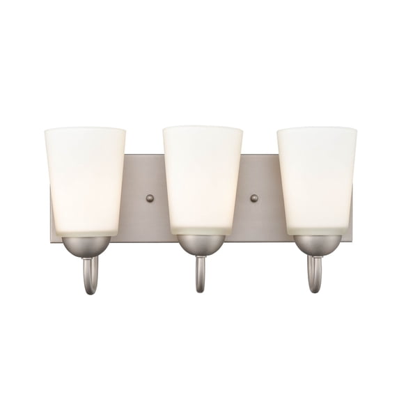 Millennium Lighting Ivey Lake 3 Light Bathroom Vanity Fixture in Multiple Finishes with Frosted Glass Shades Satin Nickel Nickel Satin