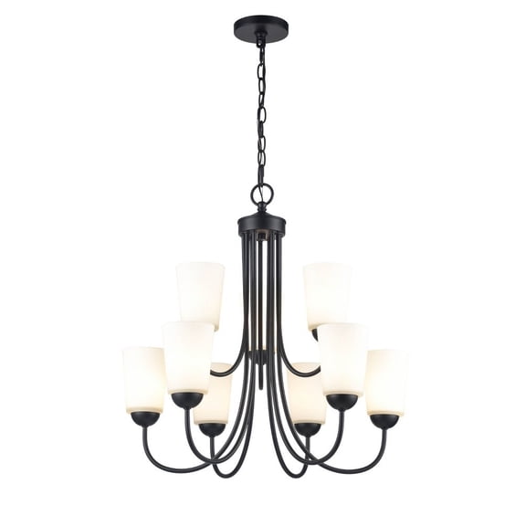 Millennium Lighting Metal 9 Light Chandelier in Matte Black