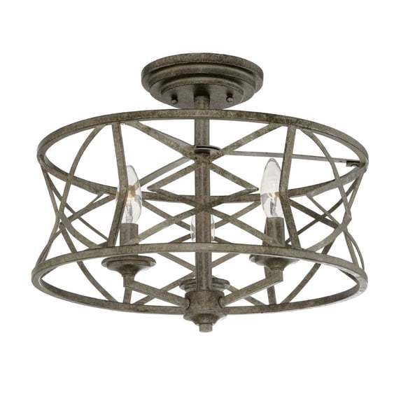 Millennium Lighting 3-light Metal Semi-Flush Mount Light in Antique Silver