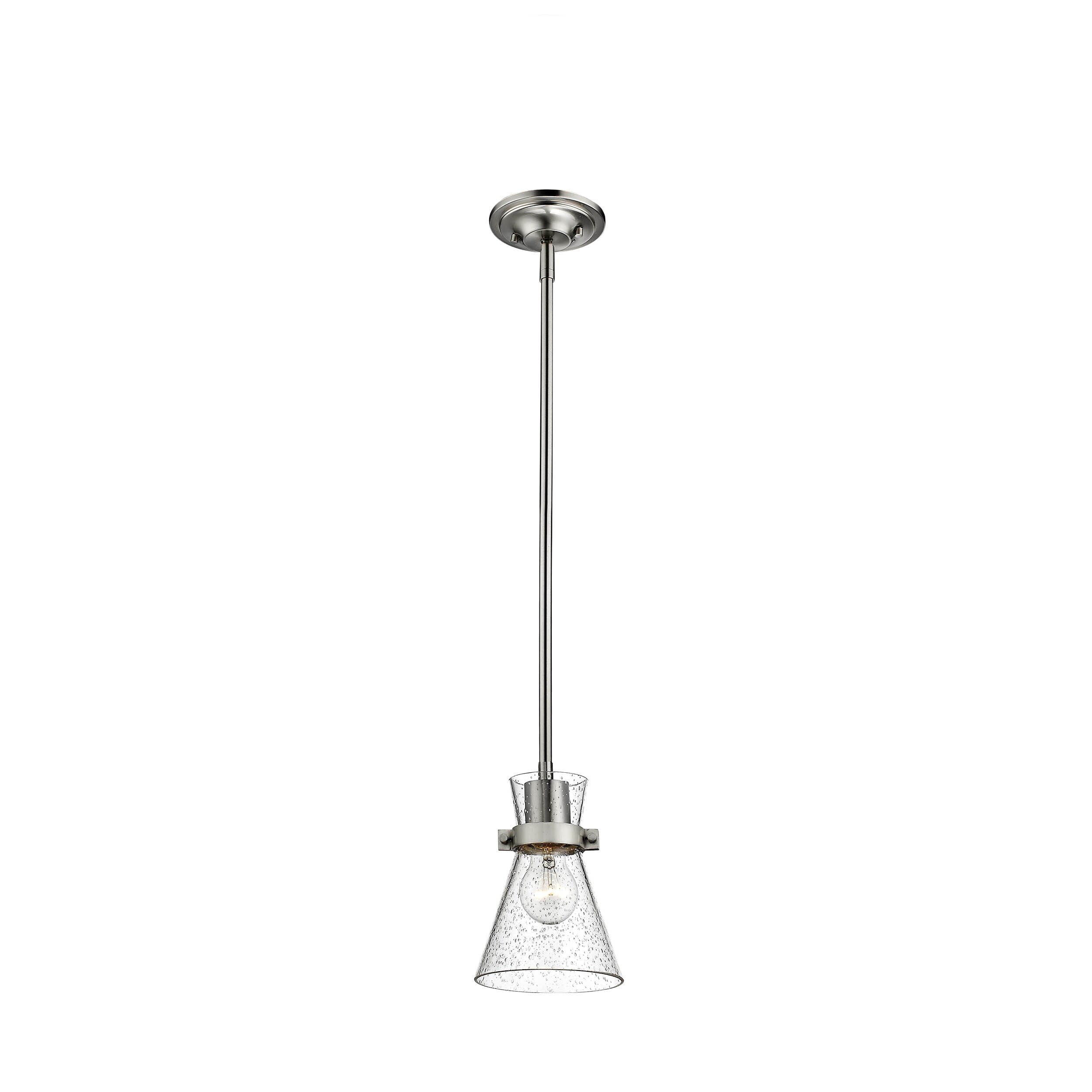 Layton Brushed Nickel Seeded Glass Indoor/Outdoor Pendant Light
