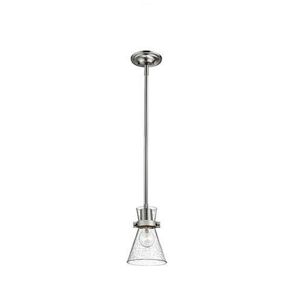 Layton Brushed Nickel Seeded Glass Indoor/Outdoor Pendant Light