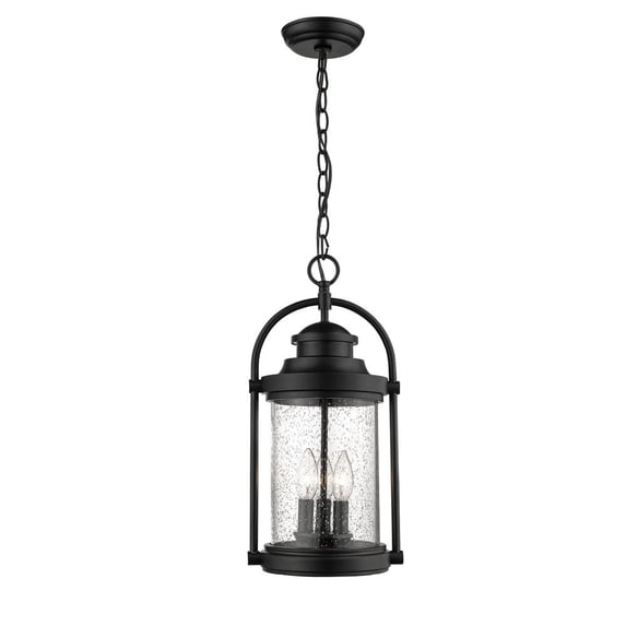 Millennium Lighting Livingston 3 Light Outdoor Hanging Lantern Powder Coat Black Black
