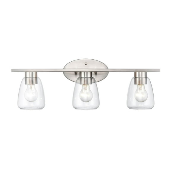 Millennium Lighting  Metal 3 Light Bathroom Vanity Fixture in Multiple Finishes with Clear Glass Shades Brushed Nickel Nickel Brushed