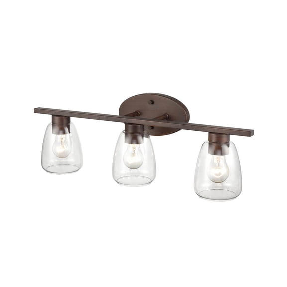 Millennium Lighting  Metal 3 Light Bathroom Vanity Fixture in Multiple Finishes with Clear Glass Shades Rubbed Bronze Bronze Oil Rubbed