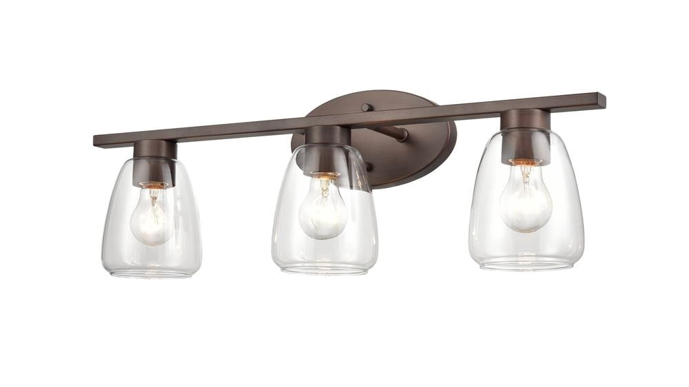 Millennium Lighting  Metal 3 Light Bathroom Vanity Fixture in Multiple Finishes with Clear Glass Shades Rubbed Bronze Bronze Oil Rubbed