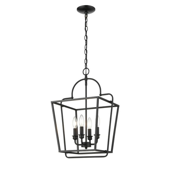 3237-MB-Millennium Lighting-4 Light Pendant-22 Inches Tall and 15 Inches Wide-Matte Black Finish    -Traditional Installation