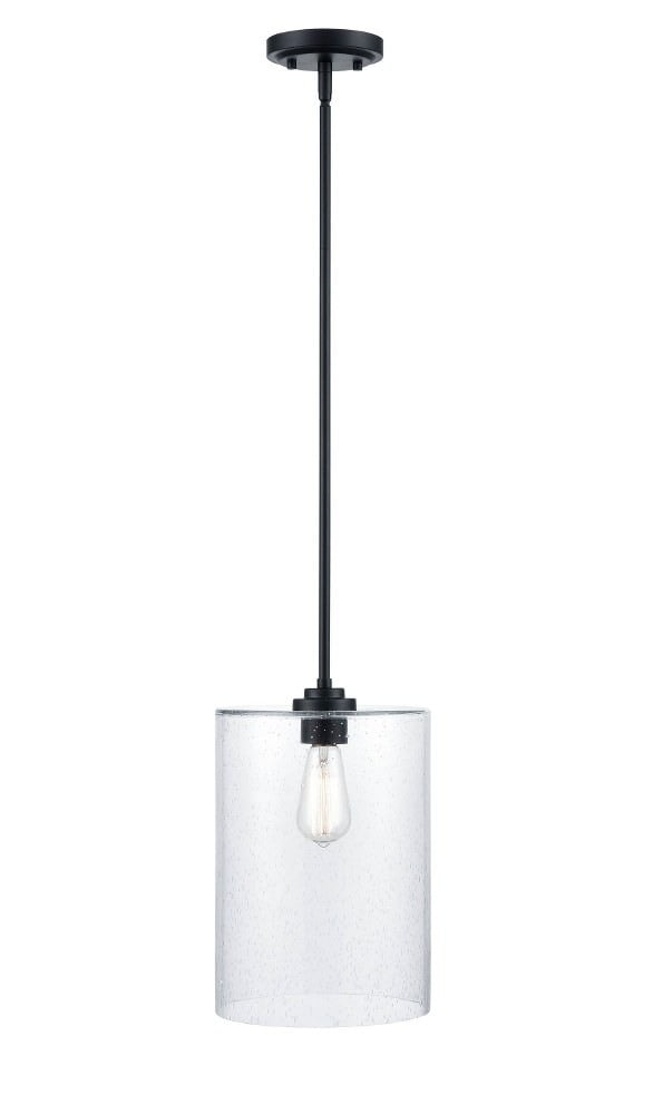Moven Mini Matte Black Glass Pendant Light - 9"x14"