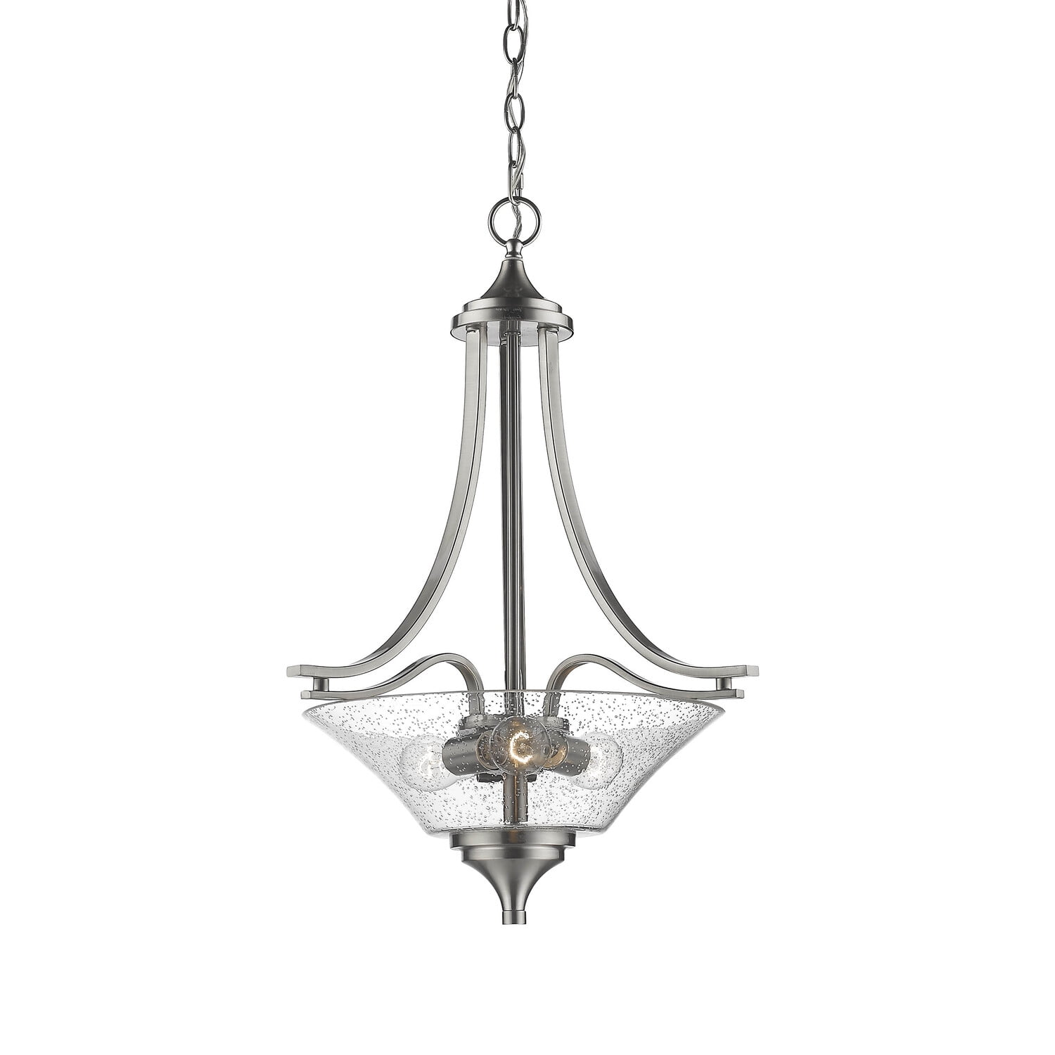 Elegant Satin Nickel 26.5'' Pendant Light with Glass Accents