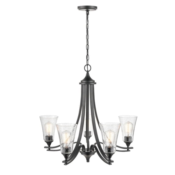 1465-MB Millennium Lighting Natalie - 5 Light Chandelier-25.5 Inch Tall and 27.75 Inch Wide-Matte Black Finish -Traditional Installation