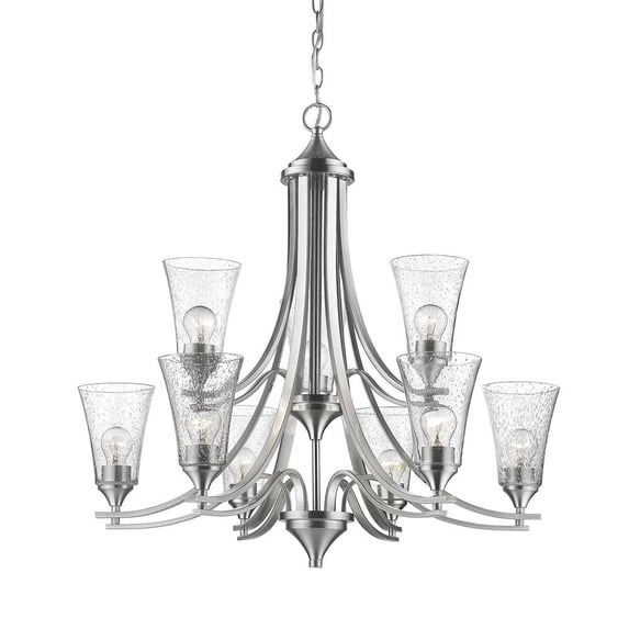 1469-SN Millennium Lighting Natalie - 9 Light Chandelier-31 Inches Tall and 32 Inches Wide-Satin Nickel Finish -Traditional Installation
