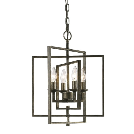 Millennium Lighting Nellis 4 Light Pendant Fixture in Matte Black Antique Silver Antiqued N/A