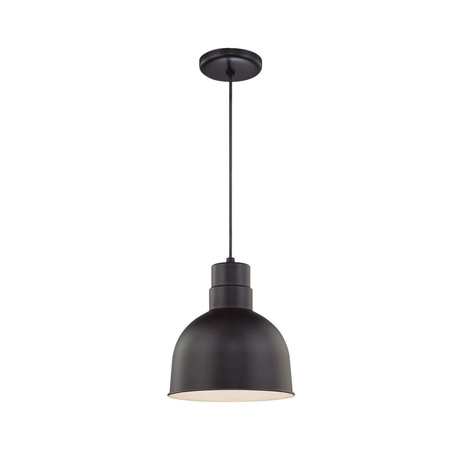 Satin Black 10" Indoor/Outdoor Bowl Pendant Light