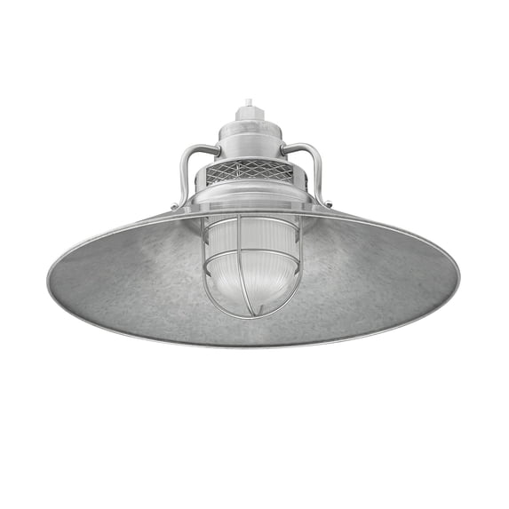 RRRS18-GA-Millennium Lighting-R Series - 1 Light Stem Hung Railroad Shade-10 Inch Tall and 18 Inch Wide-Galvanized Finish