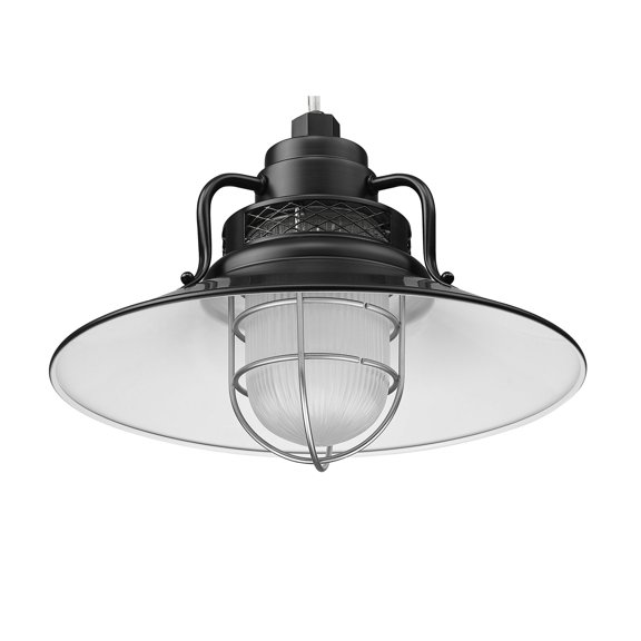 RRRS14-SB-Millennium Lighting-R Series - 1 Light Stem Hung Railroad Shade-9.5 Inch Tall and 14 Inch Wide-Satin Black Finish