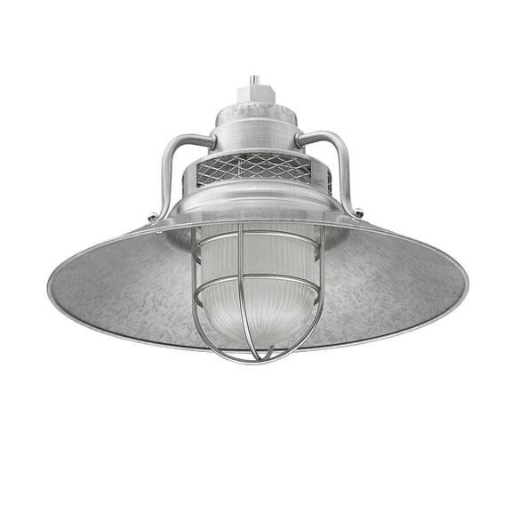 RRRS14-GA-Millennium Lighting-R Series - 1 Light Stem Hung Railroad Shade-9.5 Inch Tall and 14 Inch Wide-Galvanized Finish