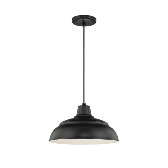 RWHC14-SB Millennium Lighting R Series - 1 Light Cord Hung Warehouse Pendant-8.25 Inch Tall and 14 Inch Wide-Satin Black Finish -Traditional
