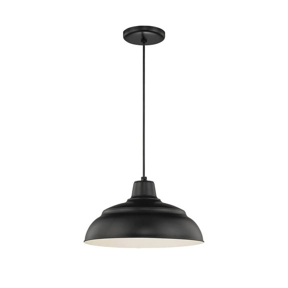RWHC14-SB Millennium Lighting R Series - 1 Light Cord Hung Warehouse Pendant-8.25 Inch Tall and 14 Inch Wide-Satin Black Finish -Traditional