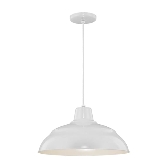 RWHC17-WH Millennium Lighting R Series - 1 Light Cord Hung Warehouse Pendant-9.25 Inch Tall and 17 Inch Wide-White Finish -Traditional Installation