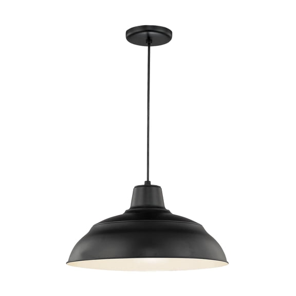 RWHC17-SB Millennium Lighting R Series - 1 Light Cord Hung Warehouse Pendant-9.25 Inch Tall and 17 Inch Wide-Satin Black Finish -Traditional