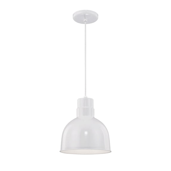 RDBC10-WH-Millennium Lighting-R Series - 1 Light Cord Hung Deep Bowl Pendant-11 Inch Tall and 10 Inch Wide-White Finish -Traditional Installation