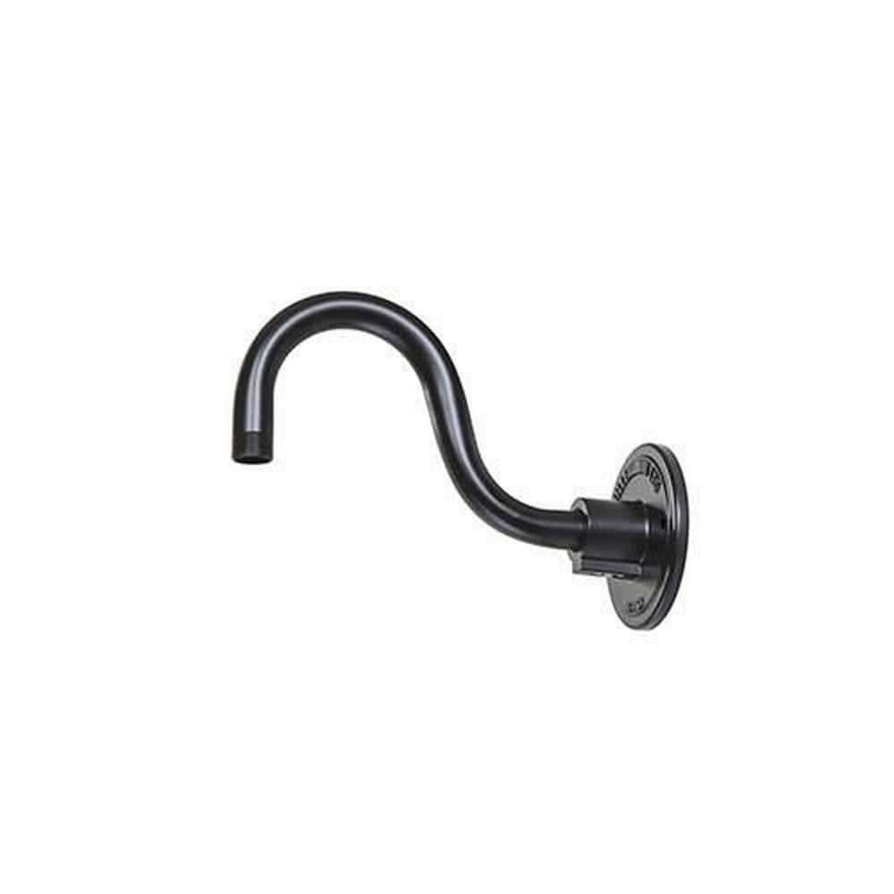 R Series Satin Black Gooseneck Outdoor Sconce, 10" Wide