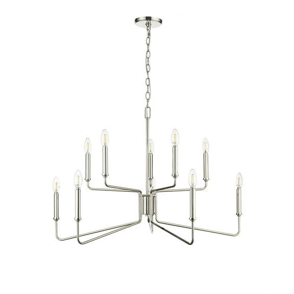 29010-PN Millennium Lighting Raven - 10 Light Chandelier-24 Inch Tall and 36.1 Inch Wide-Polished Nickel Finish