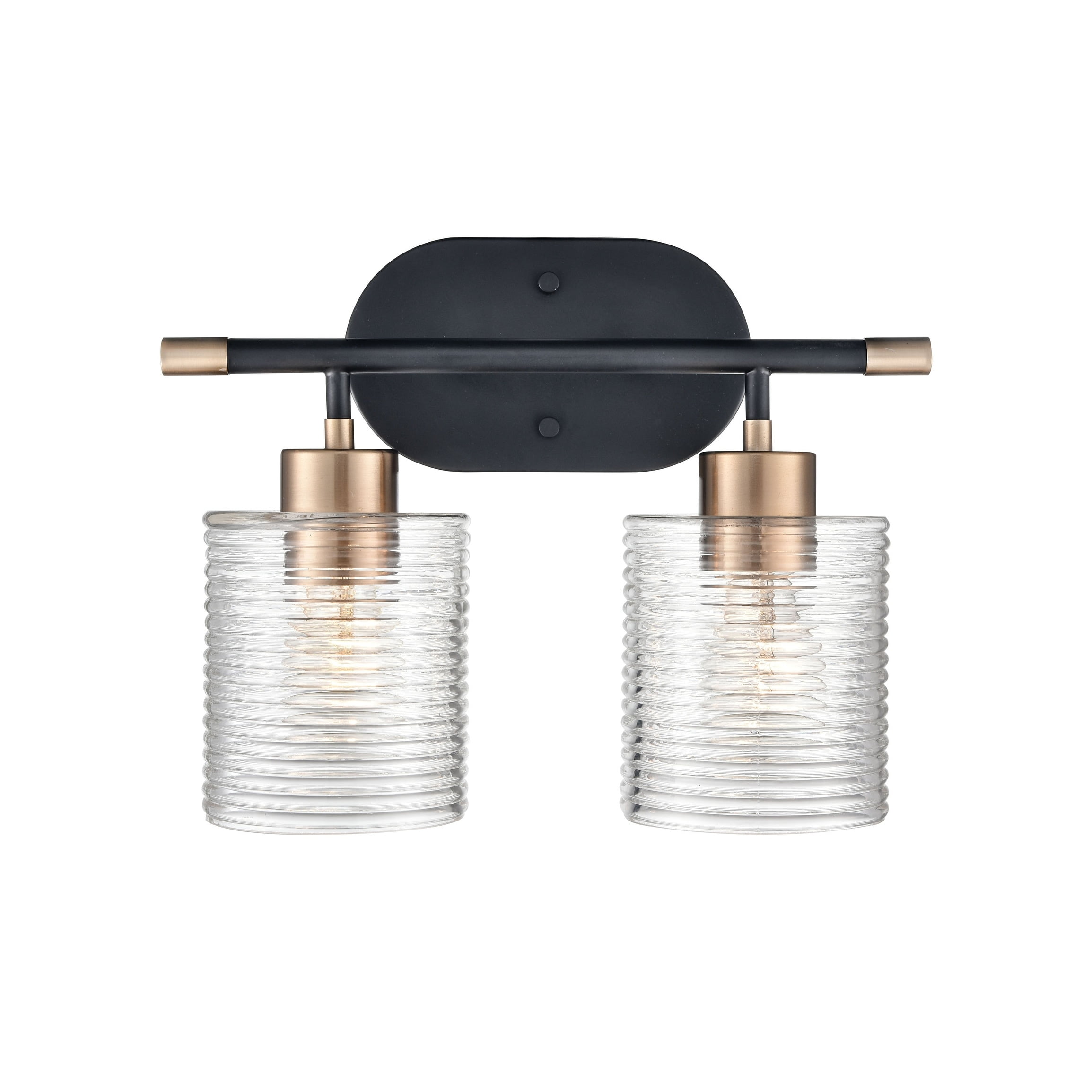 Millennium Lighting  Renitta Vanity Light Fixture with Clear Ribbed Glass Shades 2 Light