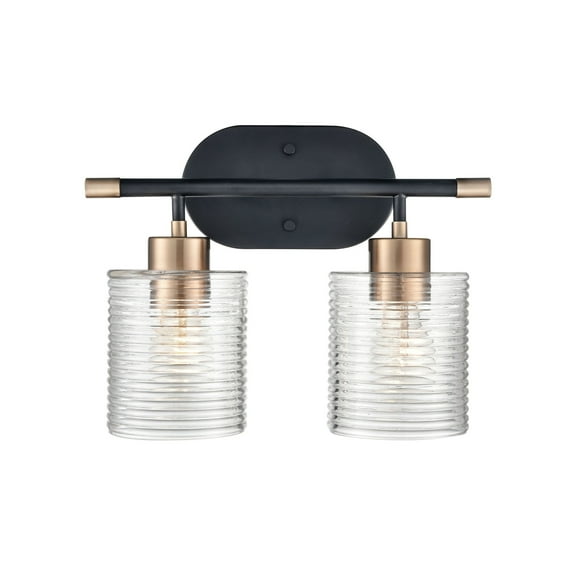 Millennium Lighting Renitta Vanity Light Fixture with Clear Ribbed Glass Shades 2 Light