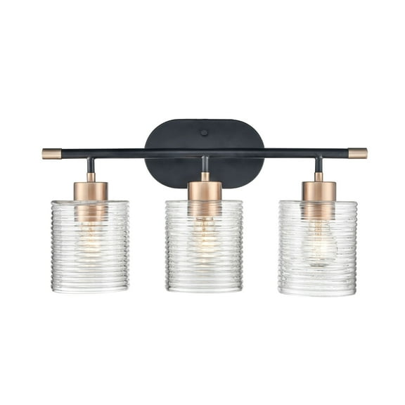 Millennium Lighting  Renitta Vanity Light Fixture with Clear Ribbed Glass Shades 3 Light