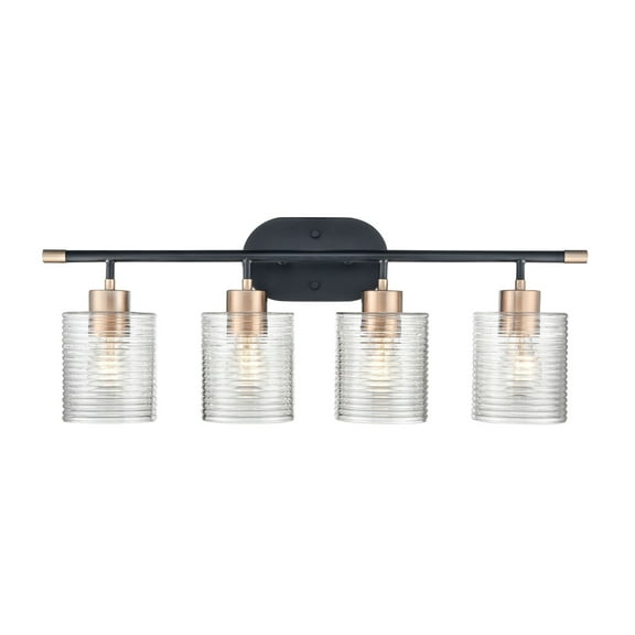 Millennium Lighting  Renitta Vanity Light Fixture with Clear Ribbed Glass Shades 4 Light