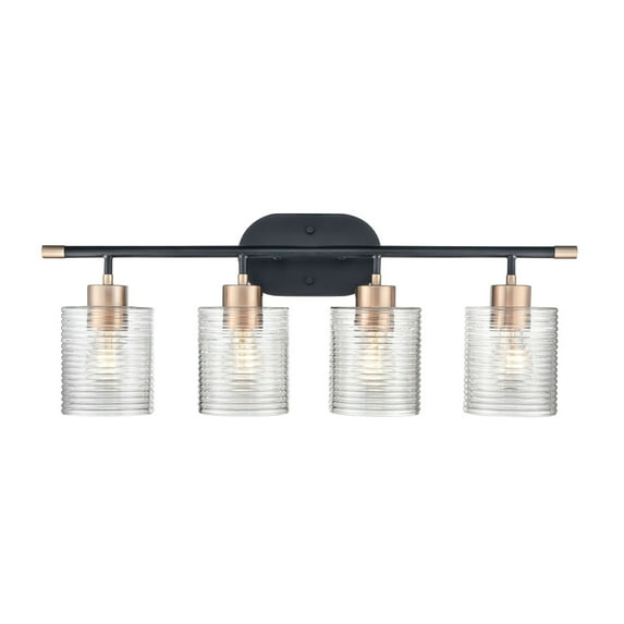 Millennium Lighting Renitta Vanity Light Fixture with Clear Ribbed Glass Shades 4 Light