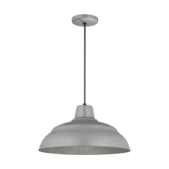 Millennium Lighting  R Series 17" Metal Cord Hung Warehouse Shade Indoor/Outdoor Pendant Light Galvanized
