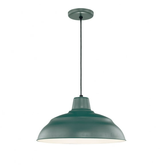 RWHC17-SG Millennium Lighting R Series - 1 Light Cord Hung Warehouse Pendant-9.25 Inch Tall and 17 Inch Wide-Satin Green Finish    -Traditional