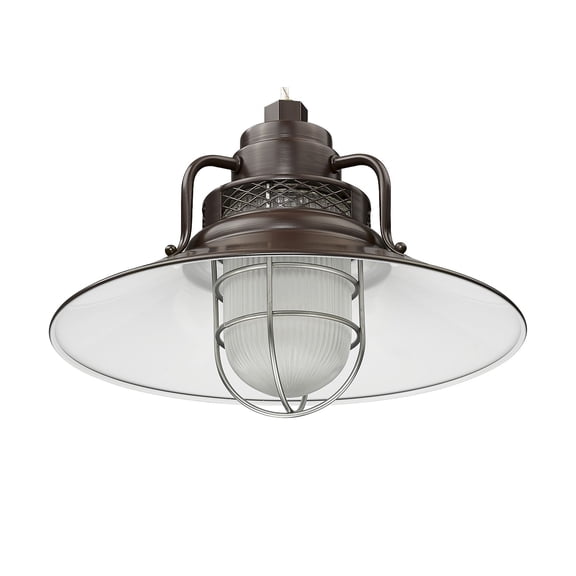 RRRS14-ABR-Millennium Lighting-R Series - 1 Light Stem Hung Railroad Shade-9.5 Inch Tall and 14 Inch Wide-Architectural Bronze Finish