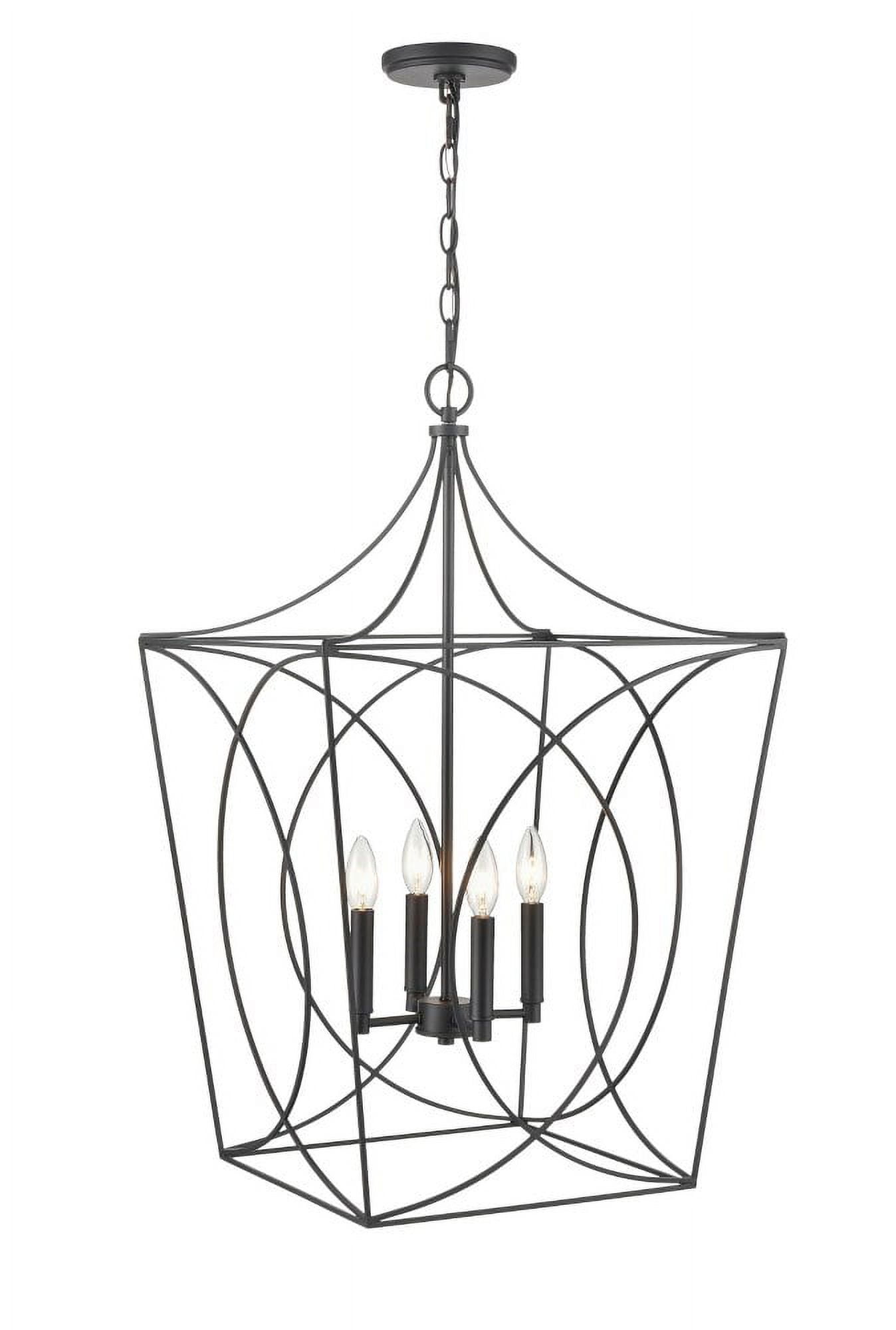 Tracy 18" Matte Black Contemporary Caged Pendant Light