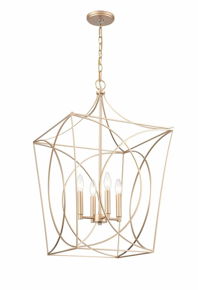 Modern Gold 4-Light Geometric Pendant Light