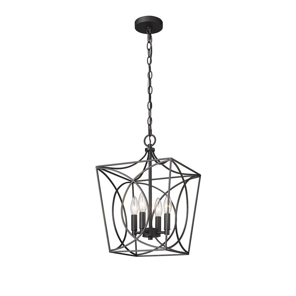 4001-MB Millennium Lighting Tracy - 4 Light Pendant-16.3 Inch Tall and 12 Inch Wide-Matte Black Finish    -Traditional Installation