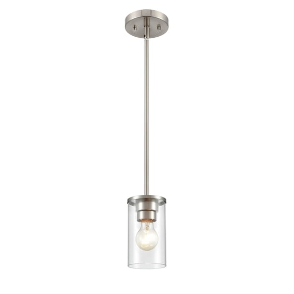 Millennium Lighting Verlana 1 Light Pendant Fixture in Multiple Finishes with a Clear Glass Shade Brushed Nickel Brushed Nickel