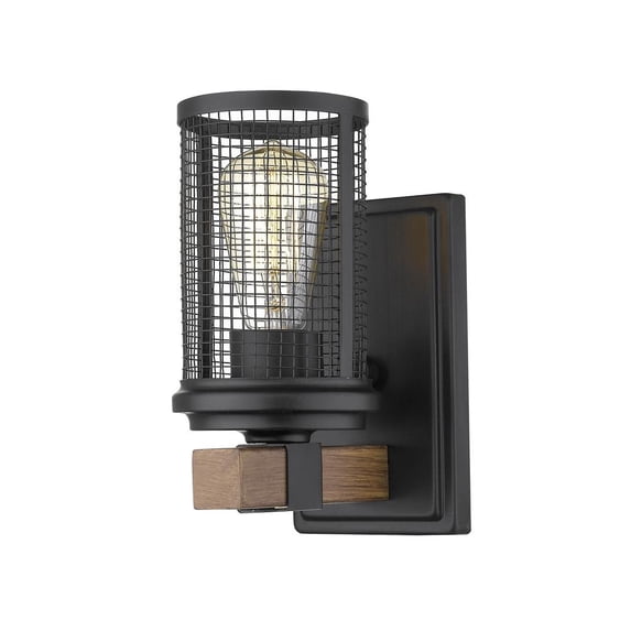 Millennium Lighting 1-light Metal Wall Sconce in Matte Black/Wood Grain