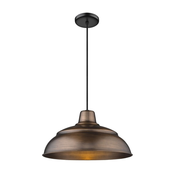RWHC17-NC Millennium Lighting R Series - 1 Light Cord Hung Warehouse Pendant-9.25 Inch Tall and 17 Inch Wide-Natural Copper Finish    -Traditional